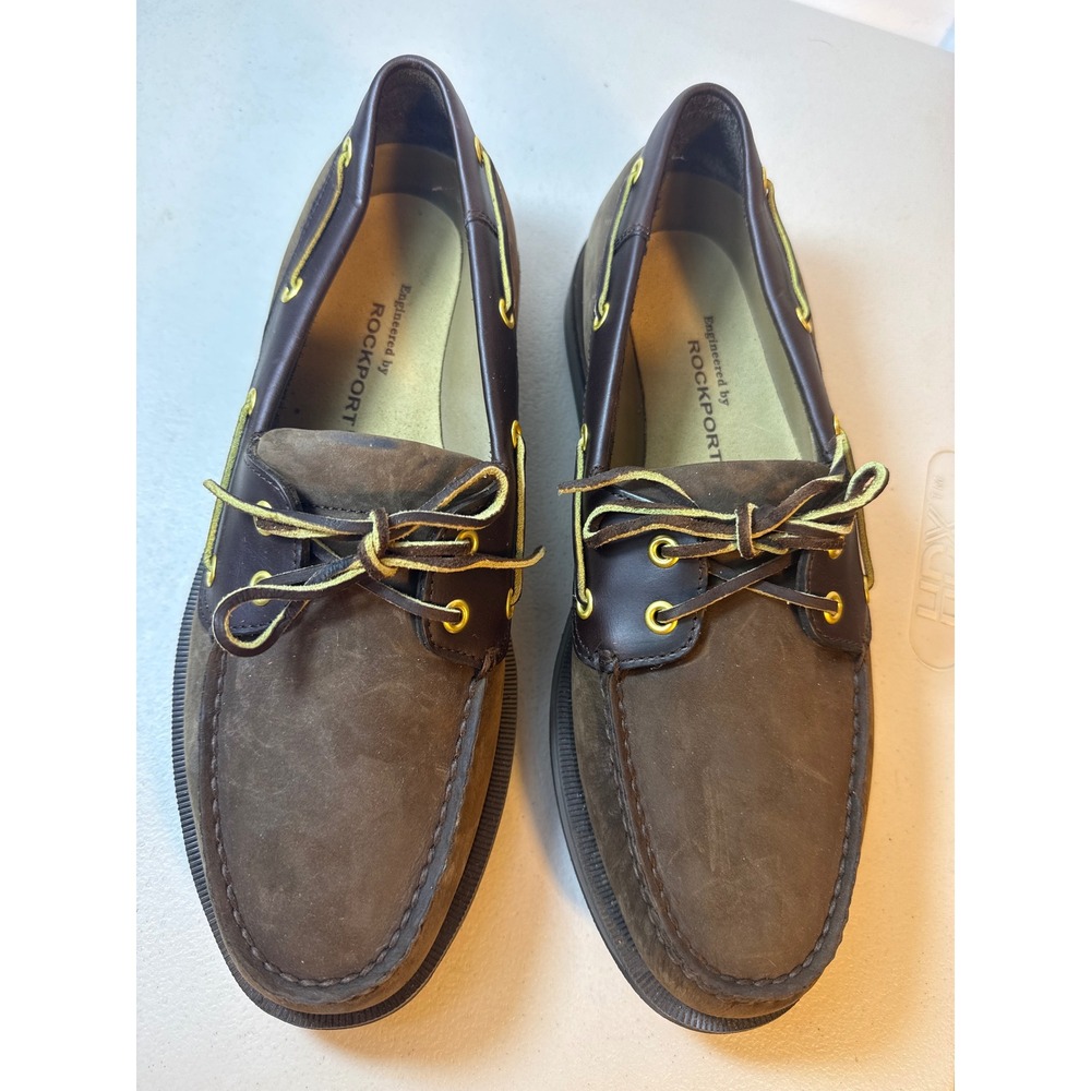 Rockport Mens Brown Leather Suede Boat Shoes Nautical Loafers Moc Toe 11 M